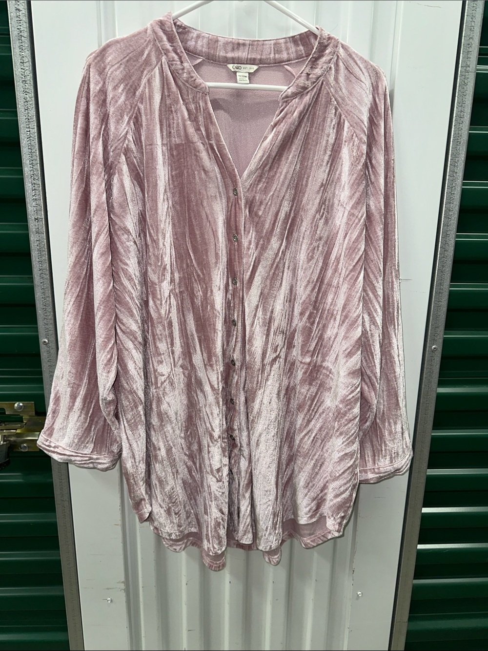 Cato Blush Pink Velvet Button-Front Tunic size 18/20W